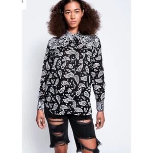 One Teaspoon Womens Hand Batik Paisley Western Shirt Long Sleeve Cotton Size XXS